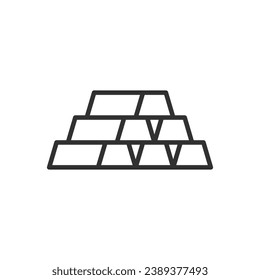 Precious metals bars stacked in a pyramid, linear icon. Line with editable stroke