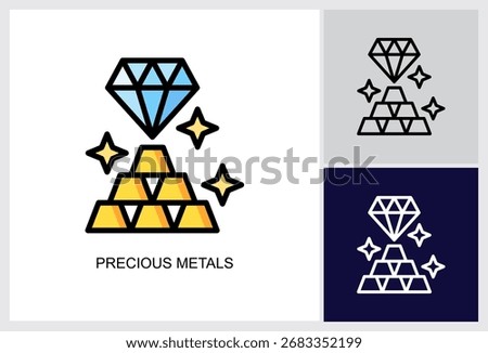Precious Metals icon Multi Style Vector Illustration