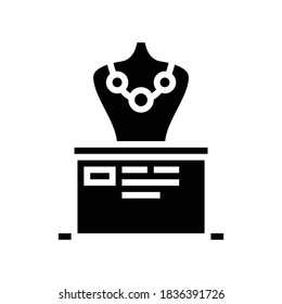 precious necklace exhibit glyph icon vector. precious necklace exhibit sign. isolated contour symbol black illustration