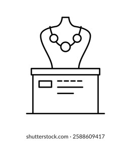 precious necklace exhibit line icon vector. precious necklace exhibit sign. isolated contour symbol black illustration