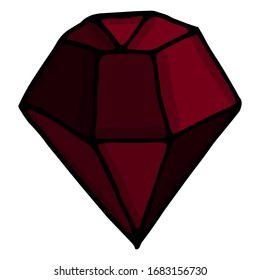 Precious red stone. Trendy vector hand-drawn illustration isolated on white background.