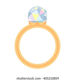 Precious ring with stone colored gems isolated on white background. 