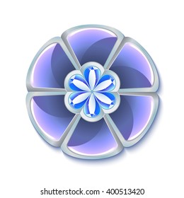 precious silver flower on a white background