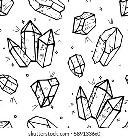 Precious sparkling gems seamless vector pattern. Diamond chrystal background