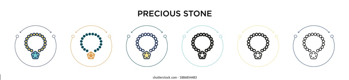 Precious stone icon in filled, thin line, outline and stroke style. Vector illustration of two colored and black precious stone vector icons designs can be used for mobile, ui, web