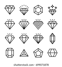 Precious Stone Line Vector Icons Set