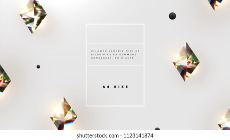 Precious stones with colorful glitters. Glow gems and diamods design. Trendy abstract background. Eps10 vector illustration.