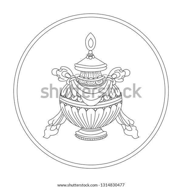 Precious Vase Eight Auspicious Symbols Buddhism Stock Vector