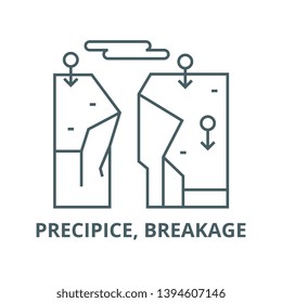 Precipice, breakage vector line icon, linear concept, outline sign, symbol