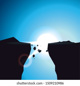 precipice collapsing isolated icon vector illustration