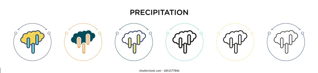 Precipitation icon in filled, thin line, outline and stroke style. Vector illustration of two colored and black precipitation vector icons designs can be used for mobile, ui, web