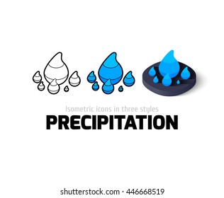 Precipitation icon, vector symbol in flat, outline and isometric style