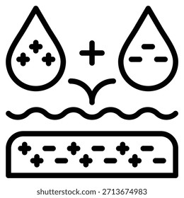 Ilustración vectorial de línea de icono de reacción de precipitación