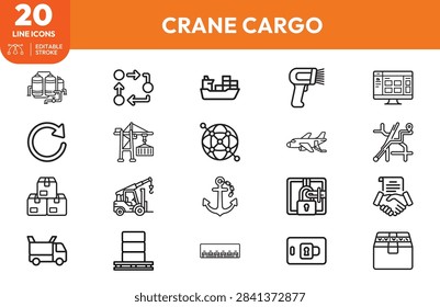 A precise art key warehouse shipping elements like container cranes, freight trucks, cargo ships, storage containers. Ideal logics, transportation, or ustrial operations.
