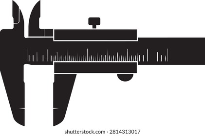 A precise caliper tool's silhouette on a white expanse conveys exactitude and meticulous measurement. Ideal for technical manuals or manufacturing concepts.