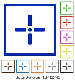 Precise cursor flat color icons in square frames on white background