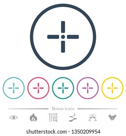 Precise cursor flat color icons in round outlines. 6 bonus icons included.