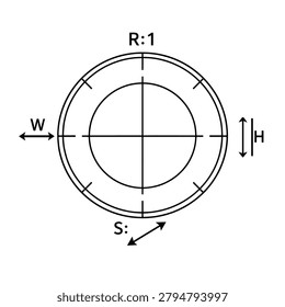Precise engineering diagram showing a ring with labeled measurements