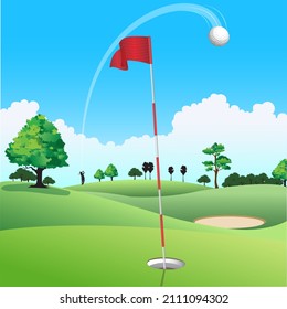 precise golf course and golf vector illustration