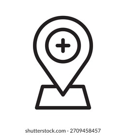 Colección precisa de íconos de Locación hospitalaria con símbolos claros de atención médica y mapas para clínicas, servicios de urgencias y navegación
