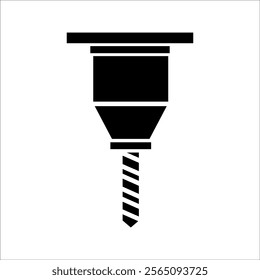 precise icon vector depiction of a drill bit, perfect for tools, construction, or mechanical-themed designs.