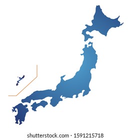 
Precise Japan map, Japanese archipelago illustration