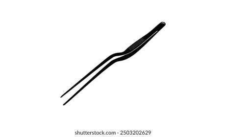 Precise Medical Tweezers for Gentle and Precise Ear Cleaning, black isolated silhouette