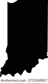 A precise and professional black silhouette vector illustration of the geographical boundaries of the state of Indiana. This high-quality graphic represents themes of regional pride, travel, history, and Midwestern identity, making it a high-value asset for the tourism, apparel, and local government sectors. The clean vector paths are expertly designed for ease of use in vinyl cutting machines like Cricut and Silhouette used to create car window decals, personalized travel gear, and custom t-shirts for residents or vacationers of the Hoosier State. Conceptually, the image symbolizes geography, adventure, and the diverse culture of the Heartland. The monochromatic black aesthetic ensures high visibility and exceptional versatility across a wide range of media, including destination marketing logos, business branding for local services, and social media content focused on regional life and heritage. The scalable nature of the EPS file allows for crisp reproduction at any size, ensuring that the characteristic silhouette remains sharp and impactful for both digital and physical applications. This map graphic provides a professional and recognizable element for any travel or cultural project focusing on Indiana, capturing the unique shape and spirit of the state with professional precision and clarity for high-revenue merchandise projects, ensuring the message of local pride is seen clearly.