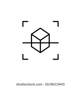 Precise scanning of a cube with minimalist corner markers and alignment line