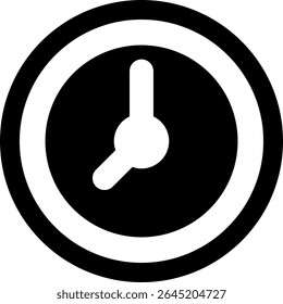 Ícone de Tempo Preciso: Um ícone monocromático minimalista de um relógio, exibindo a essência de precisão e consciência temporal. perfeito para transmitir a importância de prazos e ações oportunas.