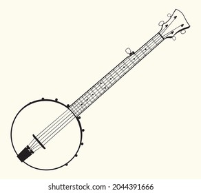 Precise Vector Illustration Of A Banjo