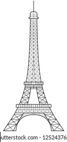 Precise vector illustration of Eiffel Tower in Paris, made from an actual photo