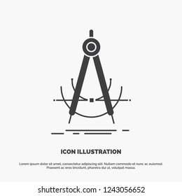 Precision, accure, geometry, compass, measurement Icon. glyph vector gray symbol for UI and UX, website or mobile application