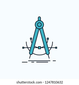 Precision, accure, geometry, compass, measurement Flat Icon. green and Yellow sign and symbols for website and Mobile appliation. vector illustration