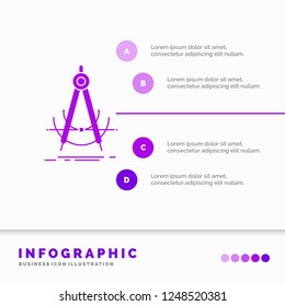 Precision, accure, geometry, compass, measurement Infographics Template for Website and Presentation. GLyph Purple icon infographic style vector illustration.