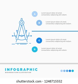 Precision, accure, geometry, compass, measurement Infographics Template for Website and Presentation. Line Blue icon infographic style vector illustration