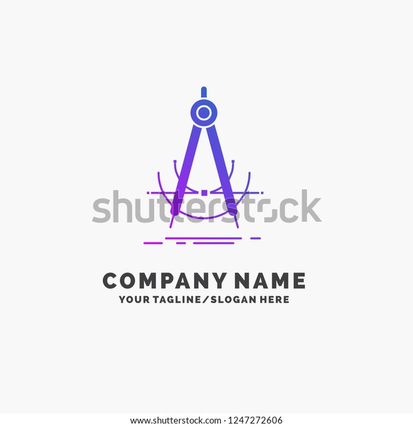 Precision, accure, geometry,\
compass, measurement Purple Business Logo Template. Place for\
Tagline.