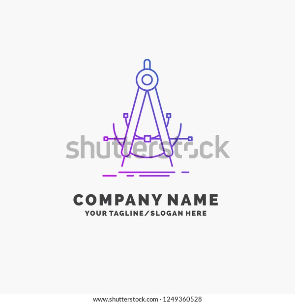 Precision, accure, geometry,\
compass, measurement Purple Business Logo Template. Place for\
Tagline
