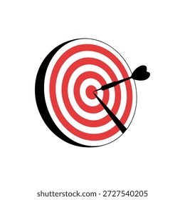 Präzision zielt auf Zielzentrum mit Dart symbolisiert Erfolg und Zielerreichung in Unternehmen und Sport flachen Design grafische Illustration