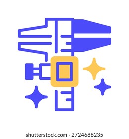 Icono de línea de pinza de precisión, símbolo de contorno para medición de Industrial, inspección de calidad, precisión técnica, herramienta de ingeniería y medición de dimensiones. Icono de signo de Vector.