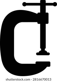 Precision C-clamp tool in flat vector design