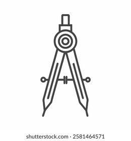 Precision in design showcased through a flat line vector illustration of a classic drafting compass used by architects and designers