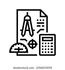 precision drafting architectural drafter line icon vector. precision drafting architectural drafter sign. isolated contour symbol black illustration