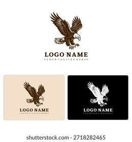 Insígnias de águia de precisão perfeitas para a lei, a segurança, ou a marca baseada na liberdade. Vetor monolínico do CorelDRAW com vários planos de fundo.