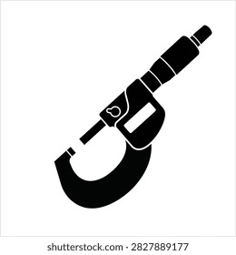 Precision External Micrometer Vector Illustration, Technical Measurement Tool for Engineering and Machining, Detailed Gauge Icon on White Background