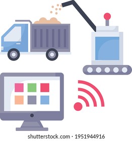 Precision Farming And Telematics Concept, Remote Machine Vector color Icon Design, Smart agriculture symbol on white background, Digital agriculture Sign, satellite farming stock illustration