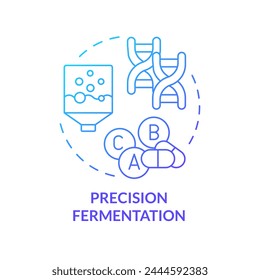 Precision fermentation blue gradient concept icon. Pharmaceutical industry, food production. Round shape line illustration. Abstract idea. Graphic design. Easy to use in article, blog post