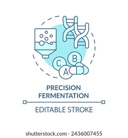 Precision fermentation soft blue concept icon. Pharmaceutical industry, food production. Round shape line illustration. Abstract idea. Graphic design. Easy to use in article, blog post