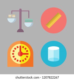 precision icon set. vector set about ruler, timer, balance and cylinder icons set.