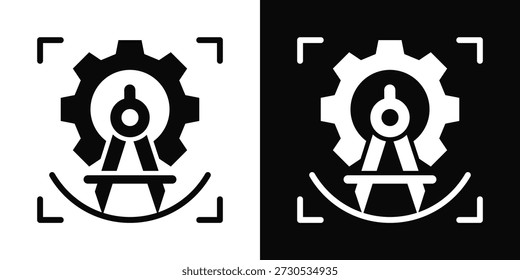 Estilo de fondo blanco y negro del icono de la precisión